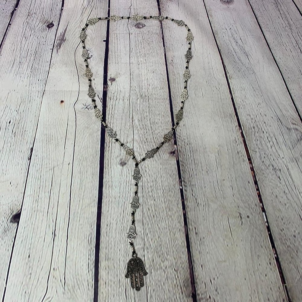Silver Necklace Hamsa Hand
